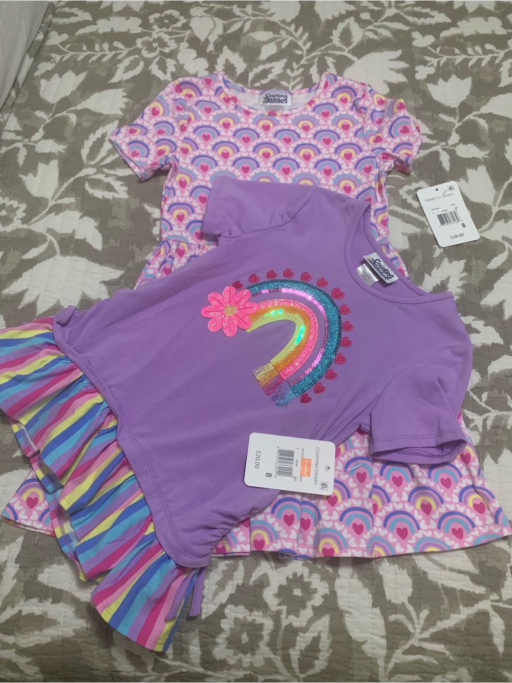 Carter's Purple Rainbow Tee Dress with Skirt - Girls